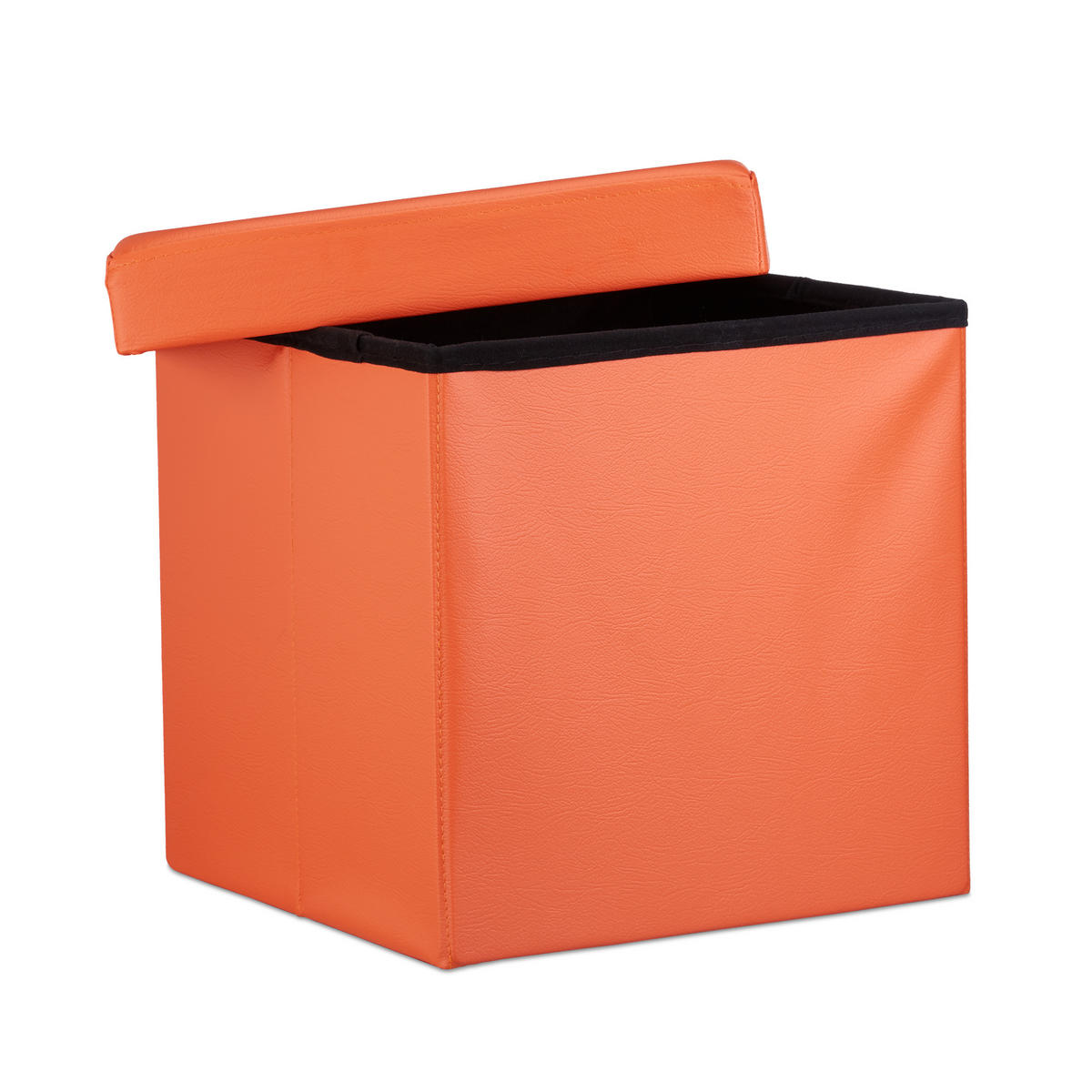 FALTBARER Sitzhocker - Orange, Holzwerkstoff/Kunststoff (38/38/38cm) - Relaxdays