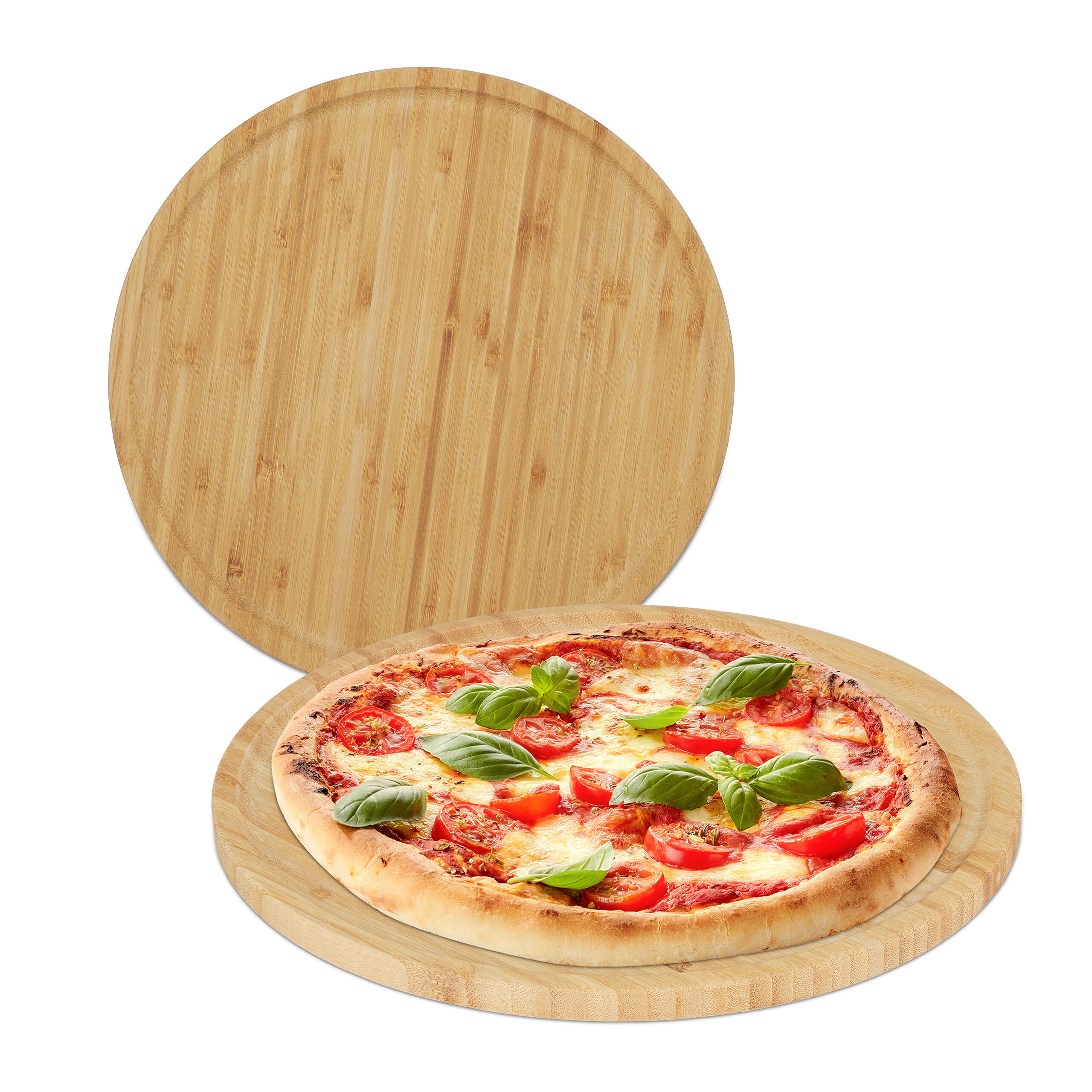 2XPIZZATELLER - Hellbraun, Holz (32/32/1.5cm) - Relaxdays