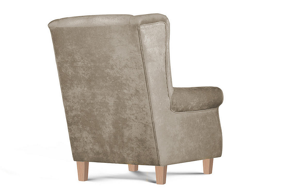 OHRENSESSEL MILES Massivholzbeine, Beige - Beige, Holzwerkstoff/Buchenholz (82/105/97cm) - KONSIMO®