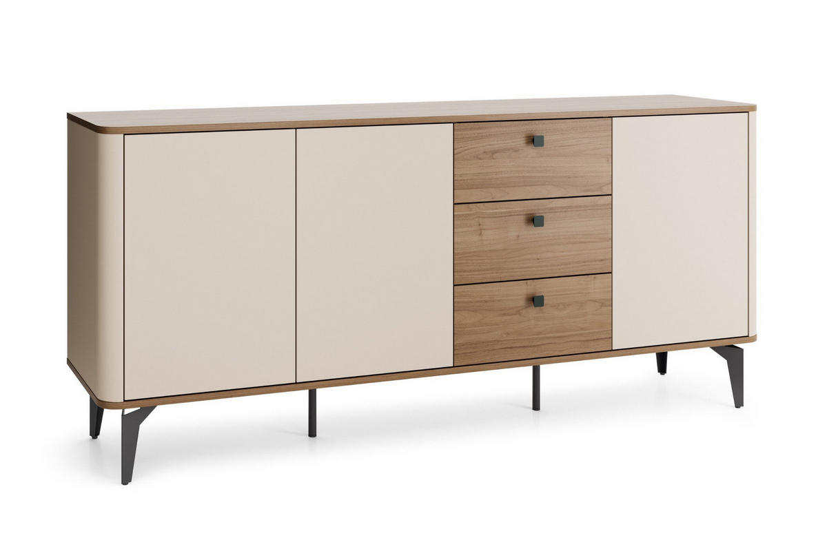 VITRINE AURO 05 180/81/40 cm in Kaschmir / Royal Nussbaum - Kaschmir/Nussbaumfarben, Holzwerkstoff (180/81/40cm) - Deine Möbel 24