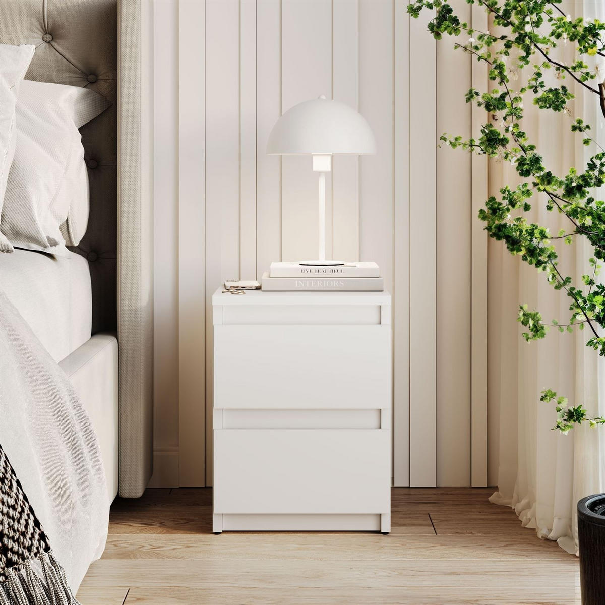 NACHTTISCH HANA M2 Weiß - Weiß, Holzwerkstoff (30/40/30cm) - Lookway