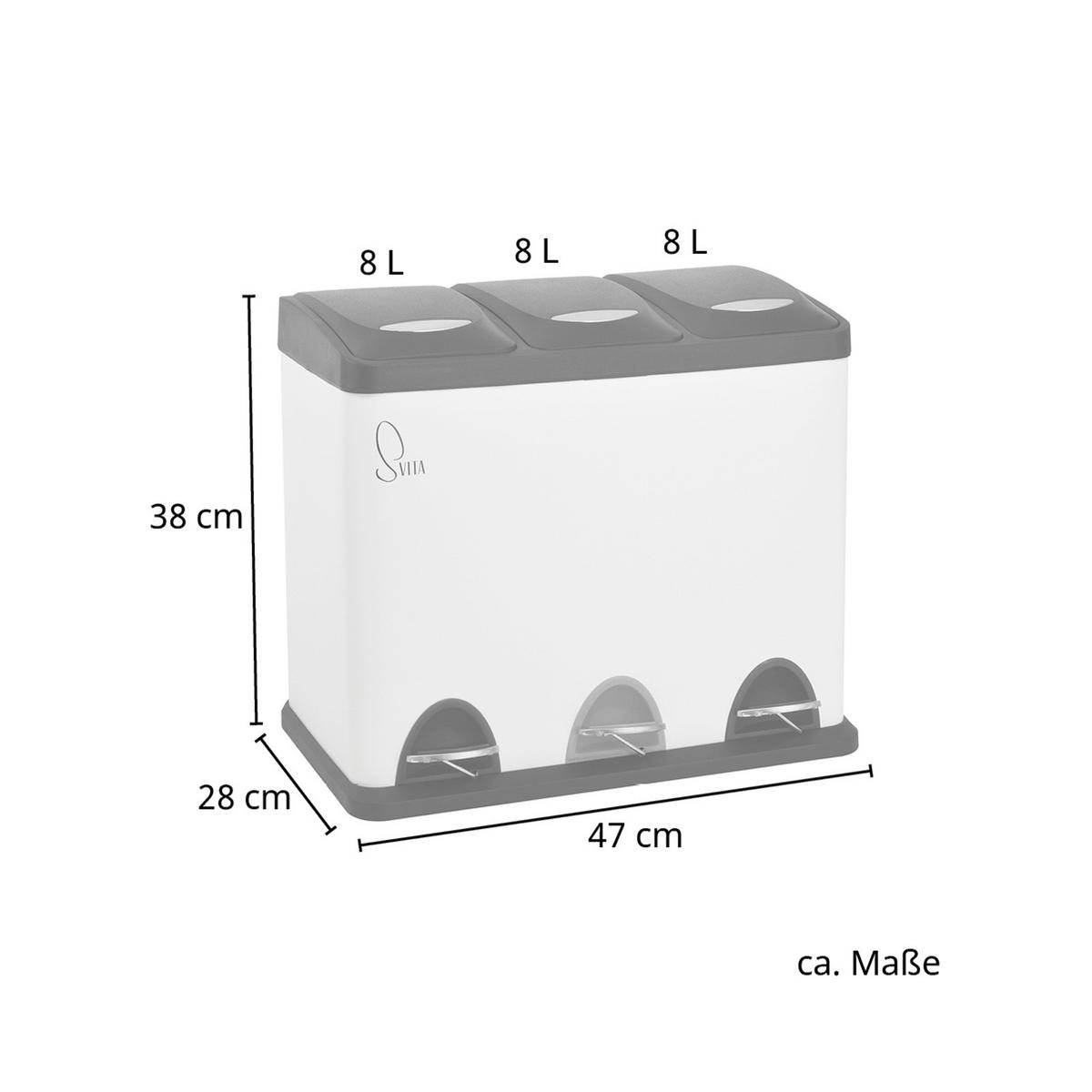 TRETMÜLLEIMER TC3X8 - Weiß, Metall (47/38/28cm) - SVITA