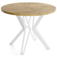 ESSTISCH Austin runder ausziehbarer, Lancelot Eiche 100-180/100/76 cm - Eichefarben/Braun, Holzwerkstoff/Metall (100/180/76cm) - WFL GROUP