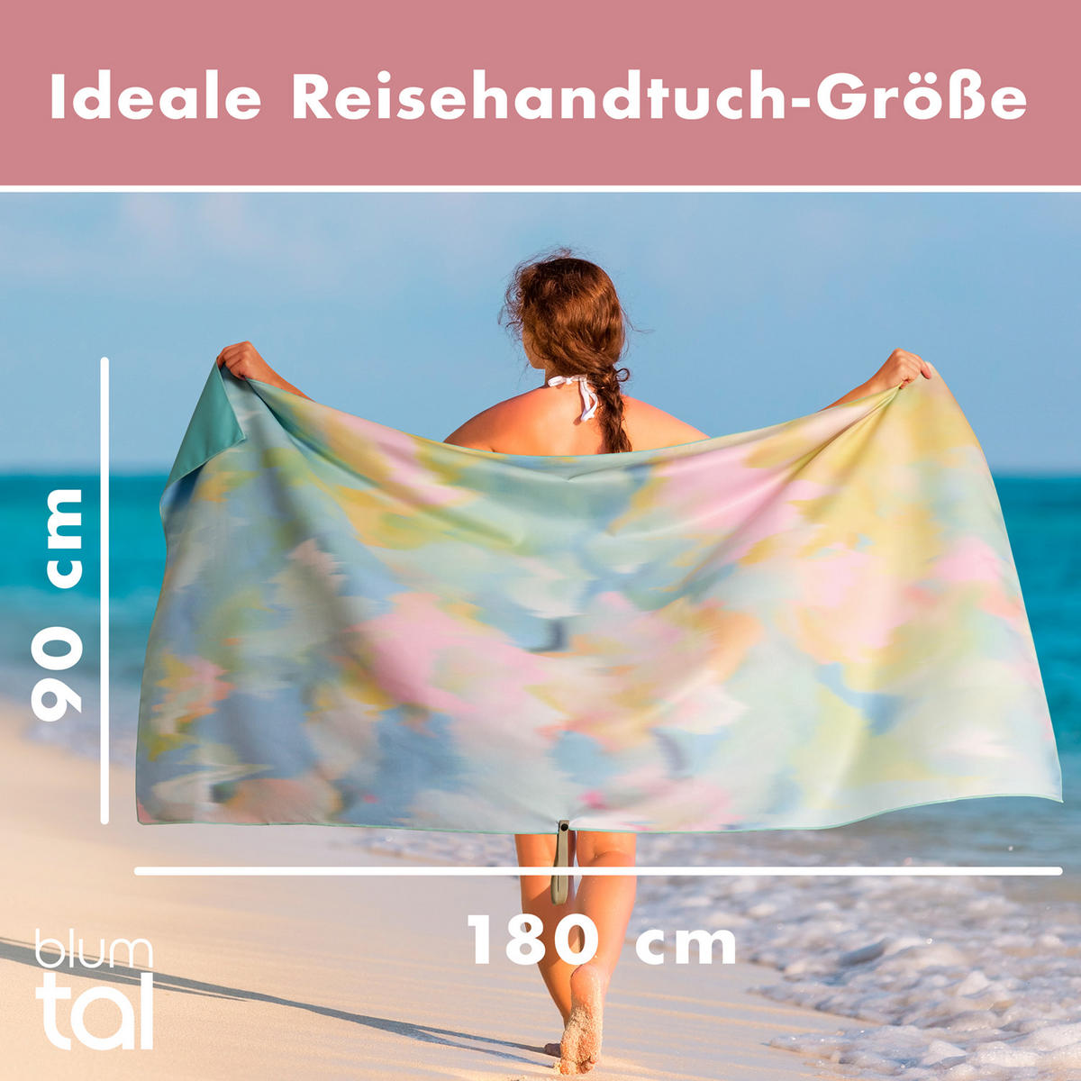 STRANDTUCH Thor 90/180 cm, Aquarellfarben - Multicolor, Textil (90/180cm) - Blumtal