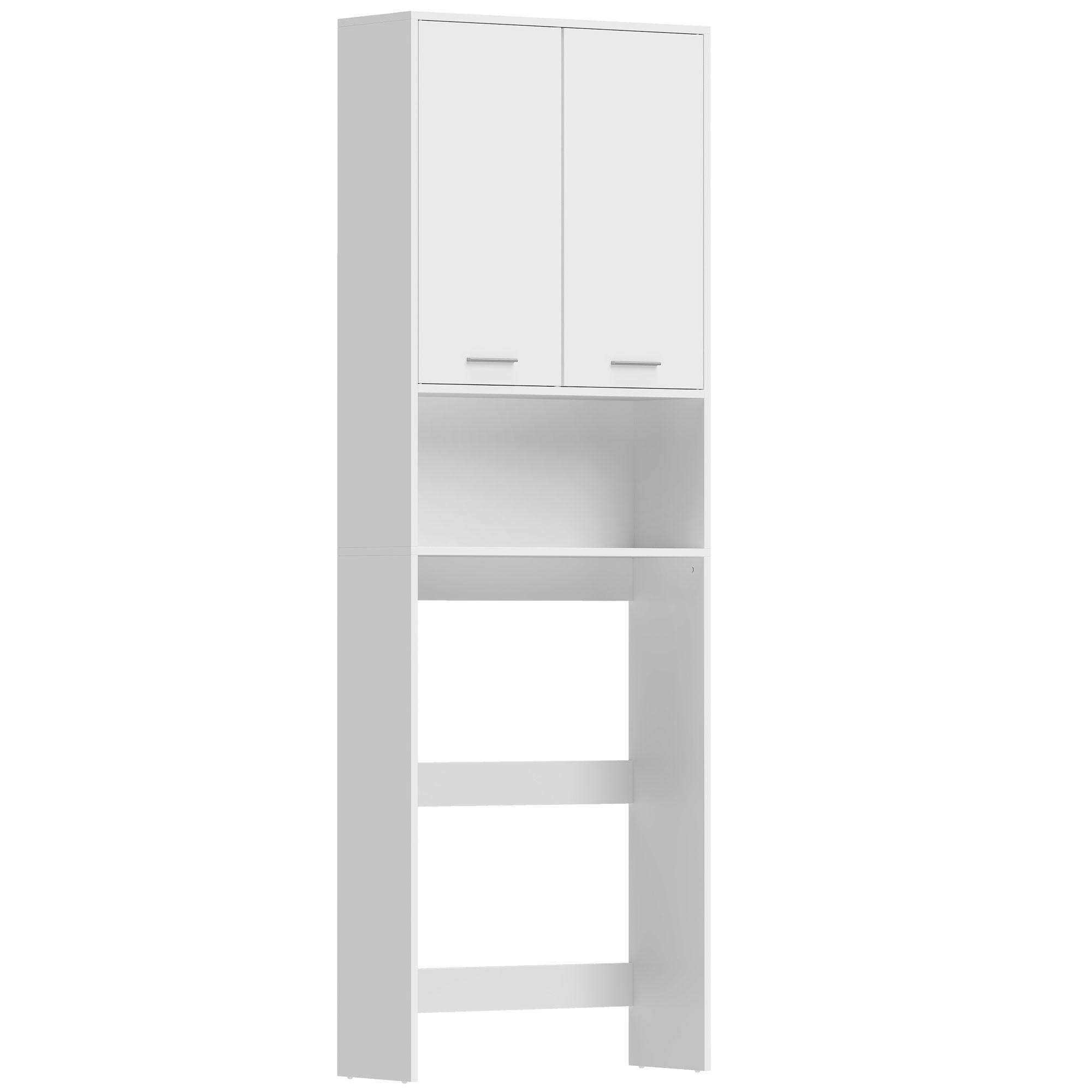 SKÅP för tvättmaskin, spånskiva, vit - Vit/Silverfärgad, Träbaserade material/Plast (24/191/66cm) - HOMCOM