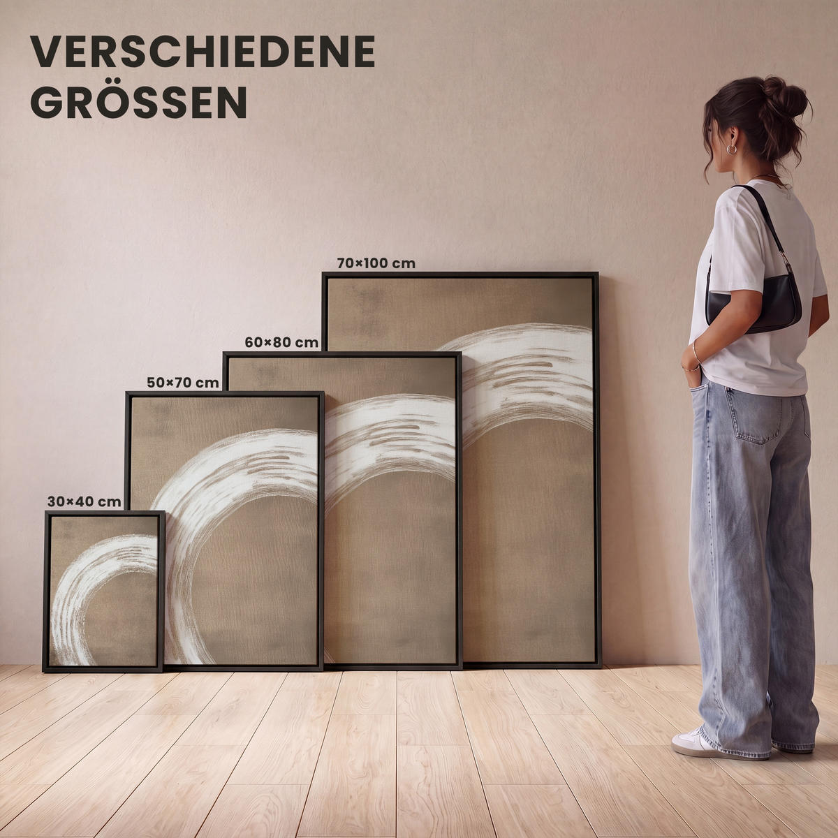 LEINWAND Bilder mit Rahmen - Farbe - Braun - Japandi - 30x40 - Kupferfarben, Textil (30/40cm) - MuchoWow