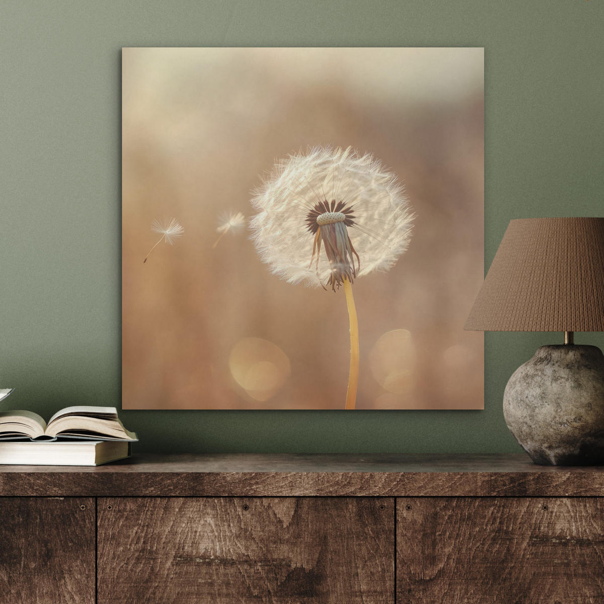 AKUSTIKBILD Löwenzahn - Beige - Natur - Blume Wandbilder 60x60 cm - Hellbraun, Kunststoff (60/60/0.9cm) - MuchoWow
