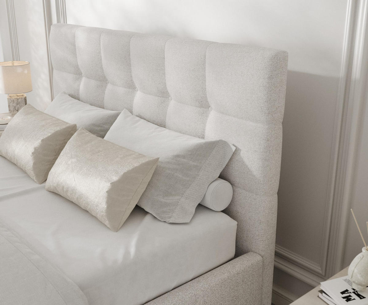 POLSTERBETT Cora 140/200 cm Hellbeige im Riva Stoff - Beige/Naturfarben, Holz/Holzwerkstoff (140/200cm) - AltaBeds