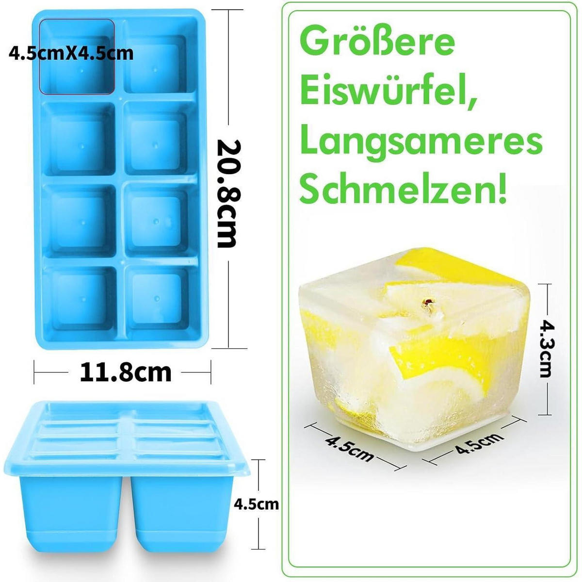 EISWÜRFELFORM 2-teiliges Set Schwarz - Schwarz, Kunststoff (12/5/21cm)
