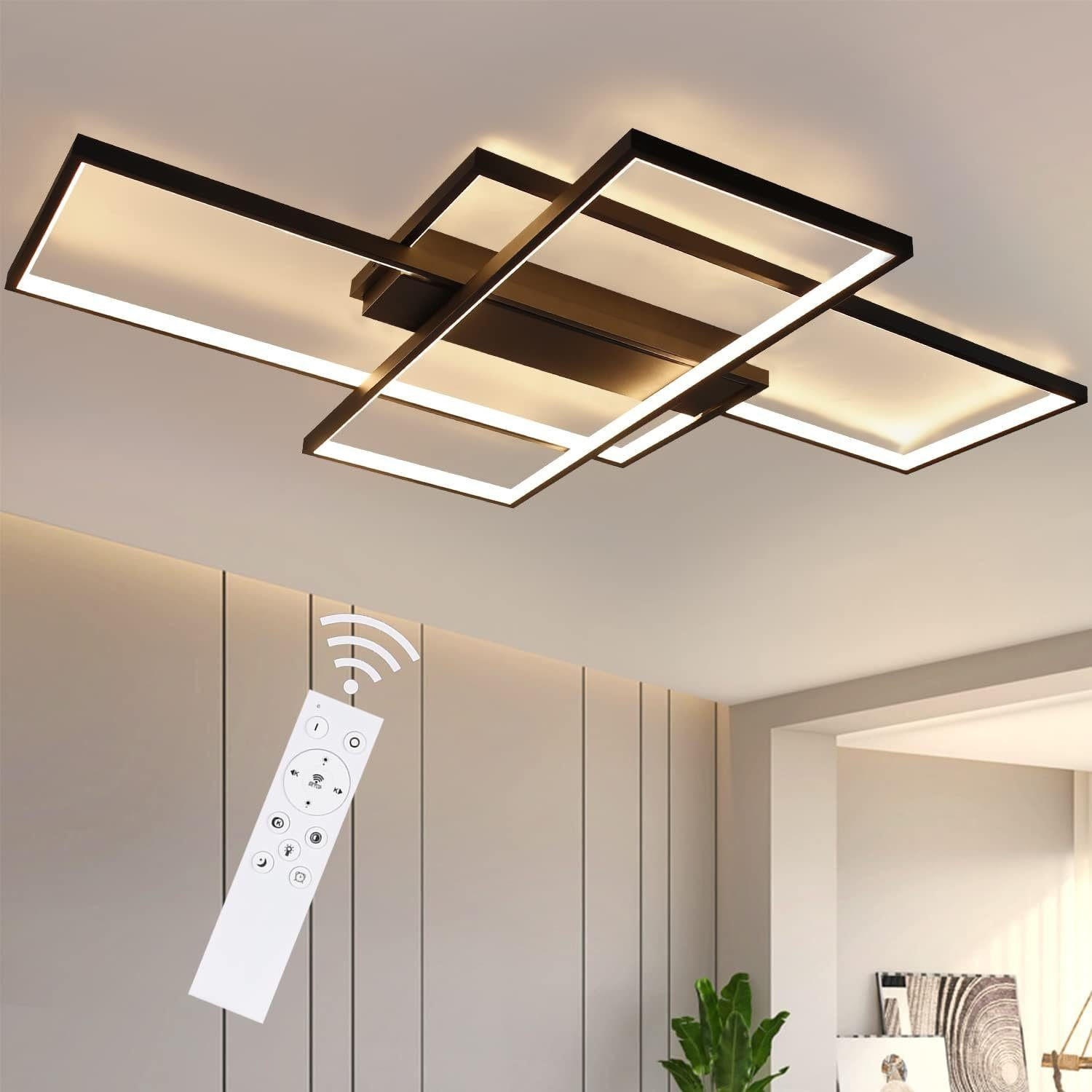 LED-DECKENLEUCHTE Caroline 100/70/8 cm - Schwarz, Metall (100/70/8cm) - Nettlife