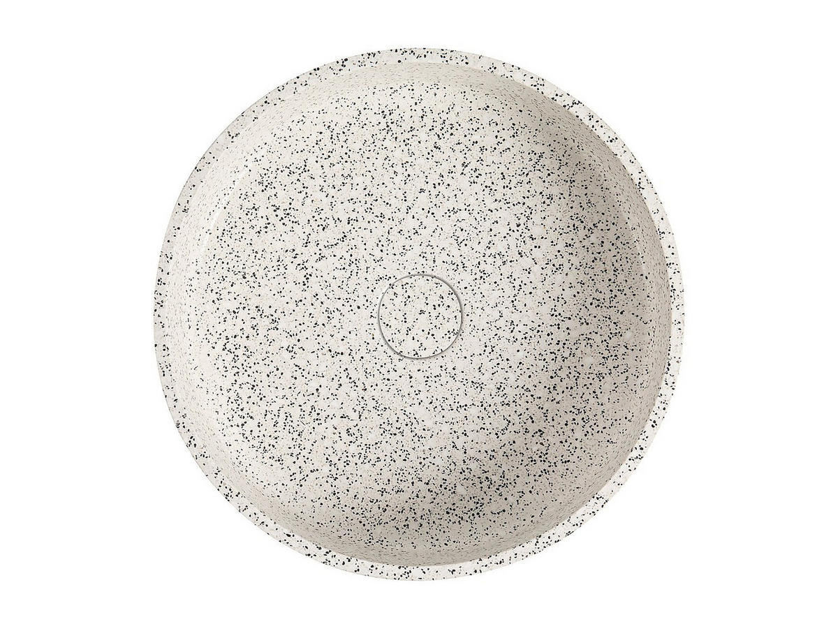 RUNDES Aufsatzwaschbecken aus Terrazzo - Weiß - 39 cm - DUKAT - Schwarz, Stein (39/12/39cm) - Vente-Unique