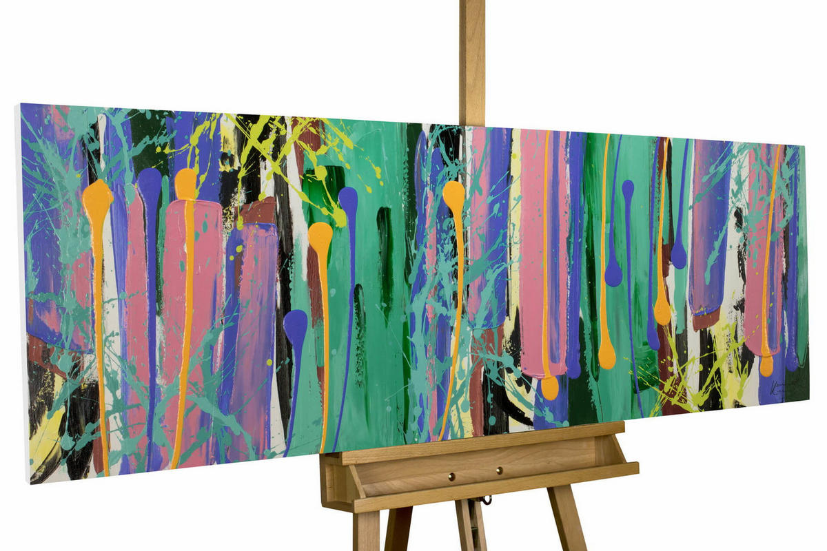 ACRYLBILD HANDGEMALT 150/50 cm - Multicolor, Holz/Textil (2/50cm) - KUNSTLOFT