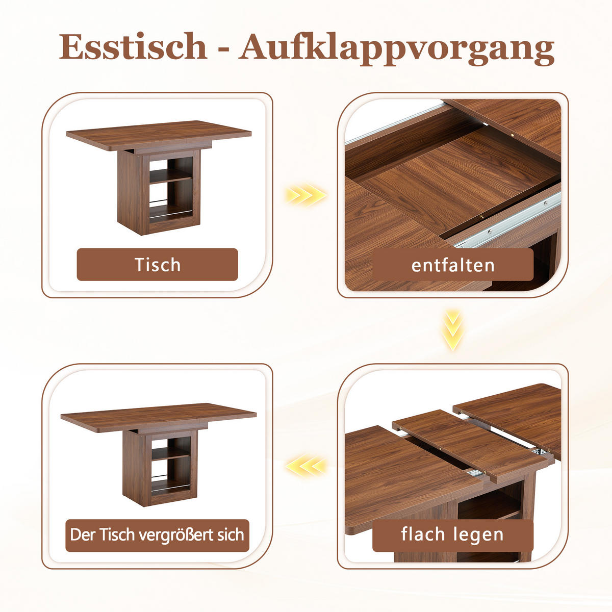 AUSZIEHTISCH Nussbaumfarben mit Ablage - Walnussfarben, Holz (80/130/75.5cm) - PANGIVO