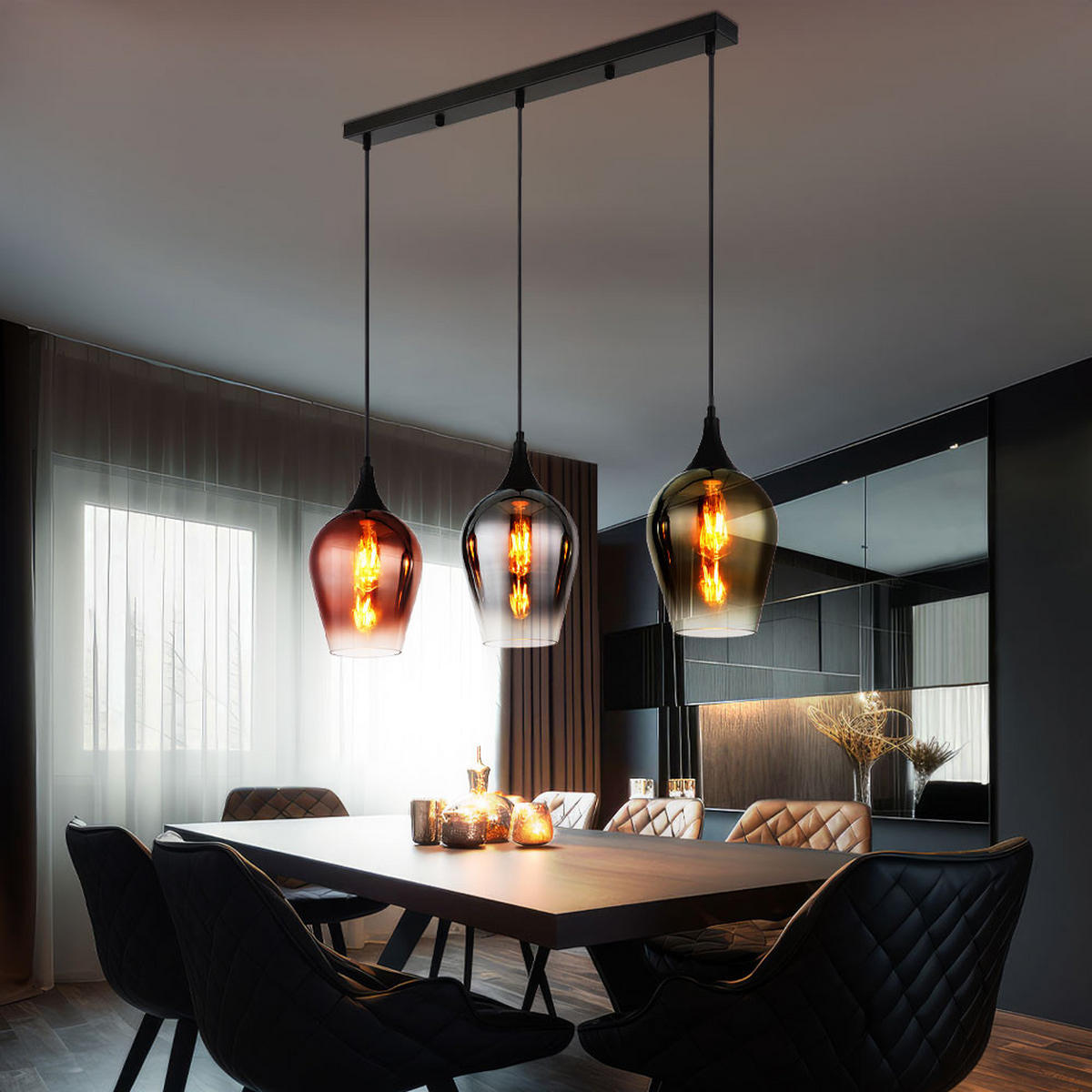 HÄNGELEUCHTE Metall Bunt 3-Flammig - Multicolor, Glas (83/18/120cm) - Globo Lighting