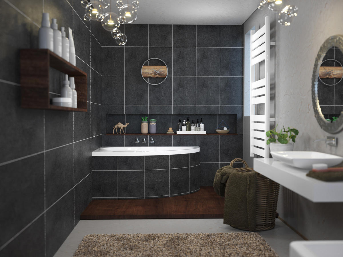 BADEWANNE Eckwanne STANDARD 130/85 Rechts mit Styro Ablauf Füße - Weiß, Kunststoff (85/53.5/130cm) - bad land