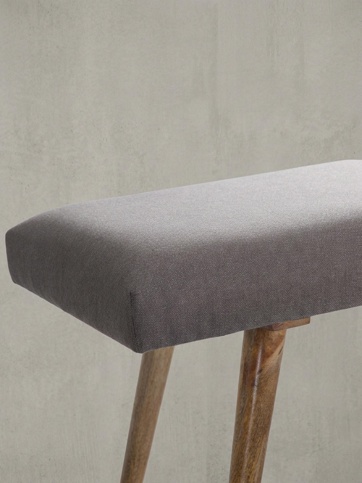 SITZBANK SILE Retro Stil Stoffbezug Massivholz, Grau 117x38x51 cm - Braun/Grau, Mangoholz/Textil (117/51/38cm) - KADIMA DESIGN