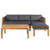LOUNGESET - Akazie massiv / Polyester - 3-teilig - Braun/Grau, Holz/Textil - home24