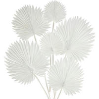 KUNSTPFLANZE 6-teiliges Set Palmenblätter Weiß - Weiß, Textil (45cm)