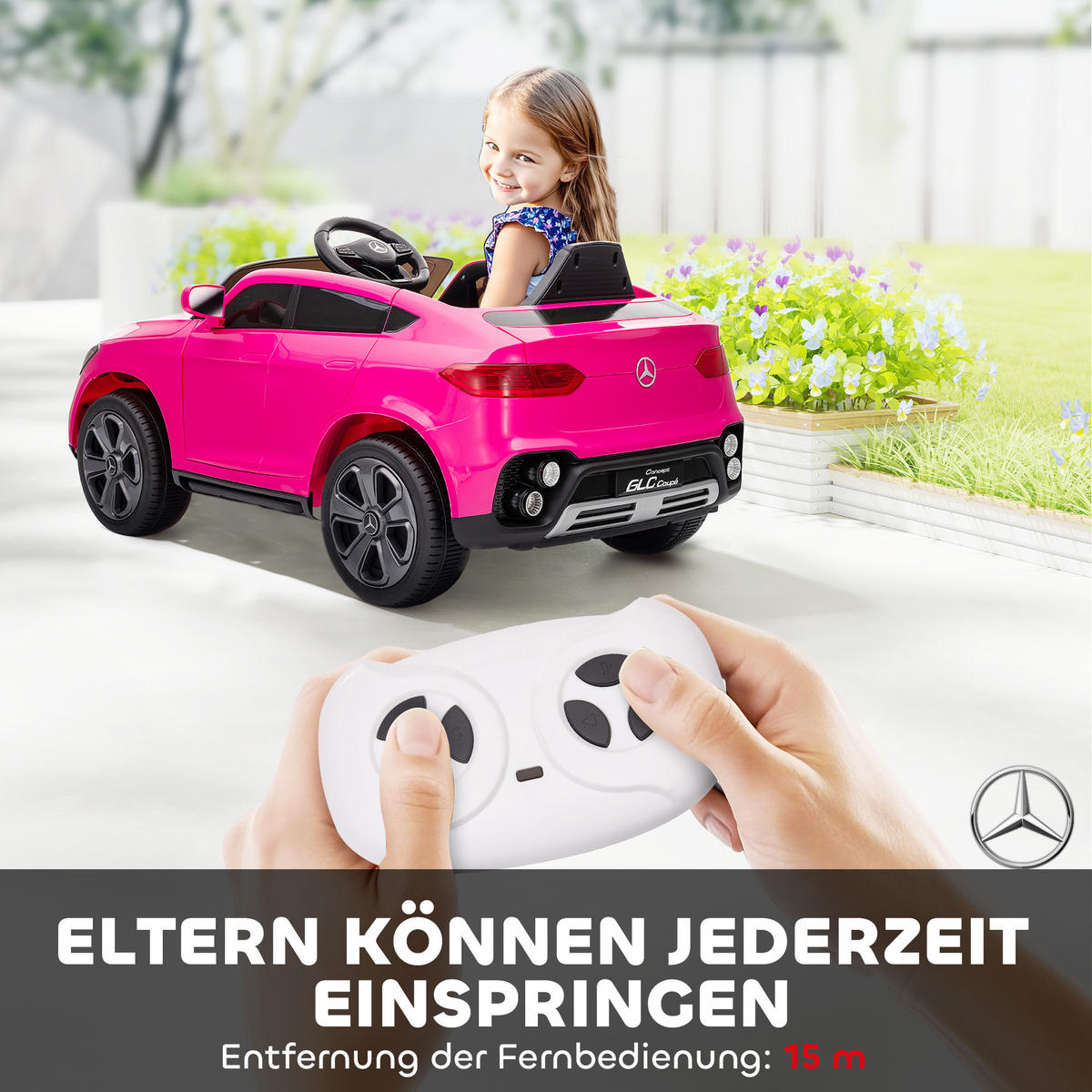 KINDER-ELEKTROAUTO 12V Kinderauto mit 2,4 GHz Fernbedienung, Hupe, Rosa - Rosa, Kunststoff (105/68/50cm) - AIYAPLAY