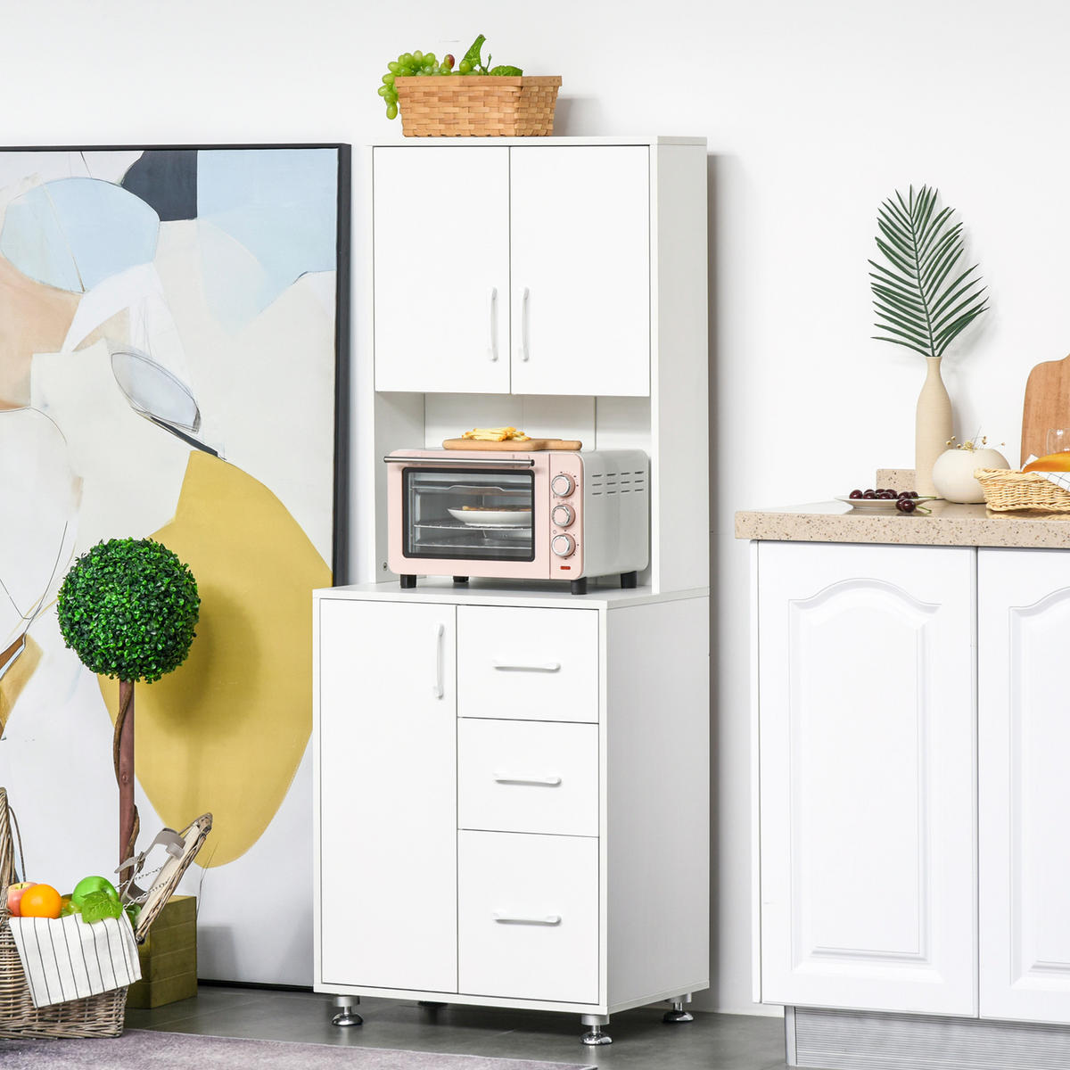HIGHBOARD DE-11283 2 Türen Weiß - Weiß, Holzwerkstoff (40/160/60cm) - ComfortXL