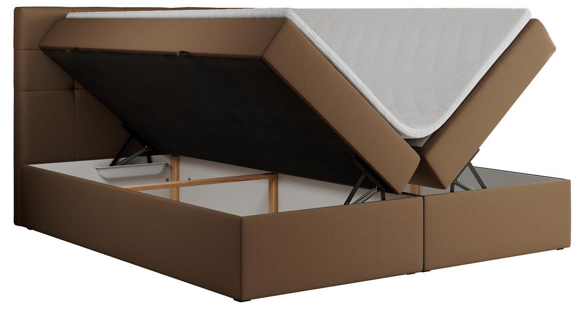 BOXBETT CENTO 120/200 Braun Kunstleder - H3 - Braun, Holz/Textil (120/200cm) - MKS
