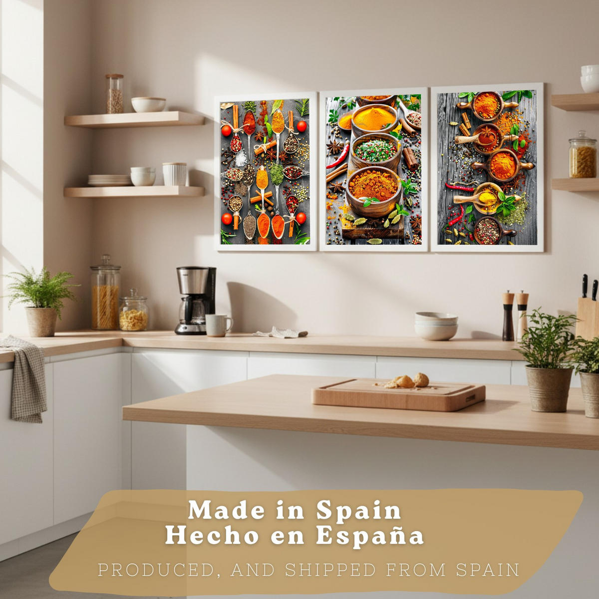 PLAKAT Sada 3 Bylinky A3 Bílý rám - bílá, papír (29.7/1/42cm) - Nacnic