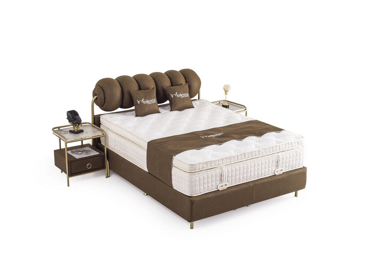 POLSTERBETTSET Titanic 200x200 Braun - Braun, Textil/Metall (200/200cm) - Villa Möbel