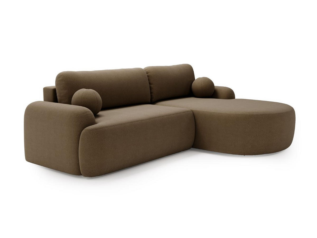 ECKSOFA Aurio Dunkelbraun Rechts - Dunkelbraun, Holz/Textil (261/177cm) - Graingold