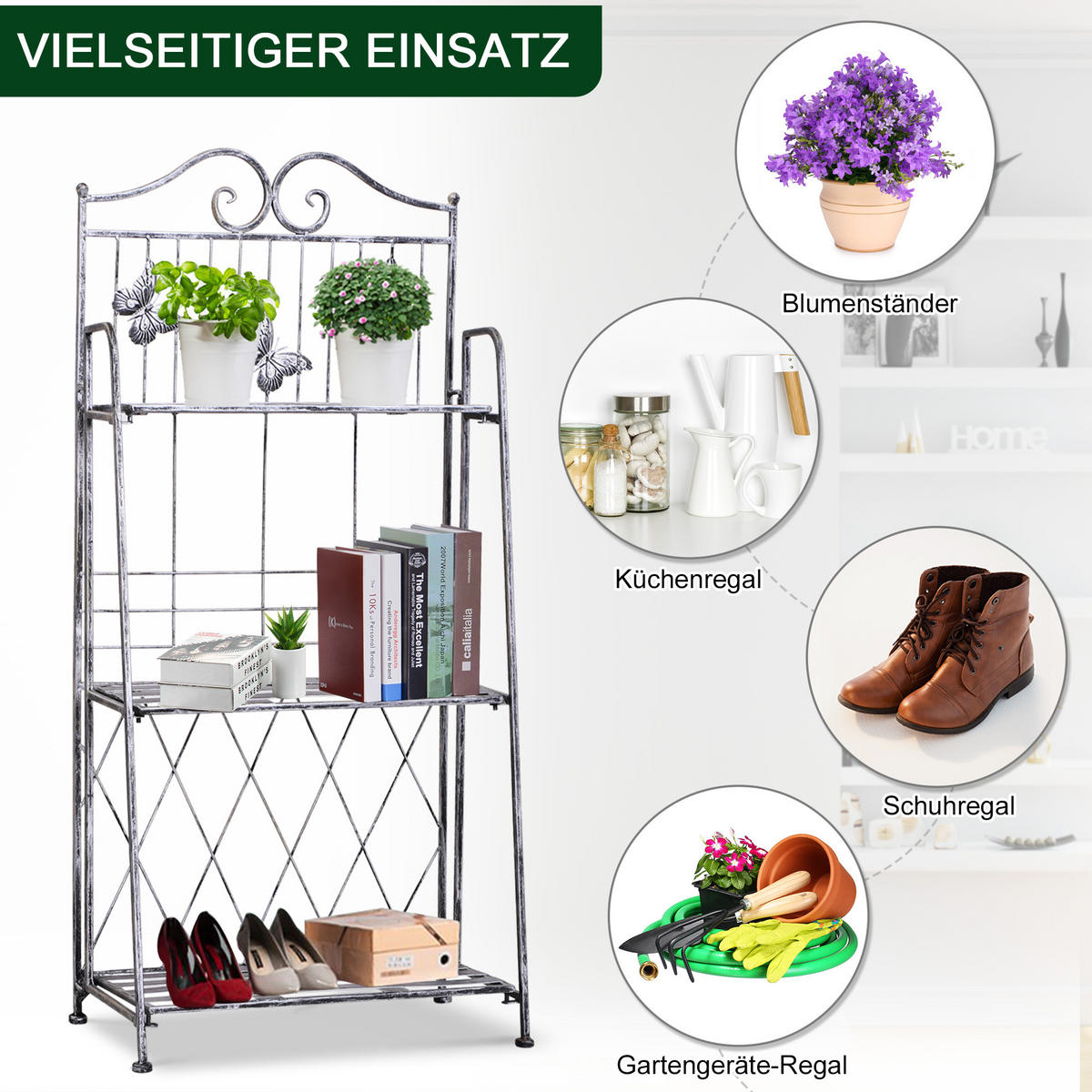 PFLANZREGAL, Metall, Grau - Grau, Metall (25/96/44cm) - Outsunny