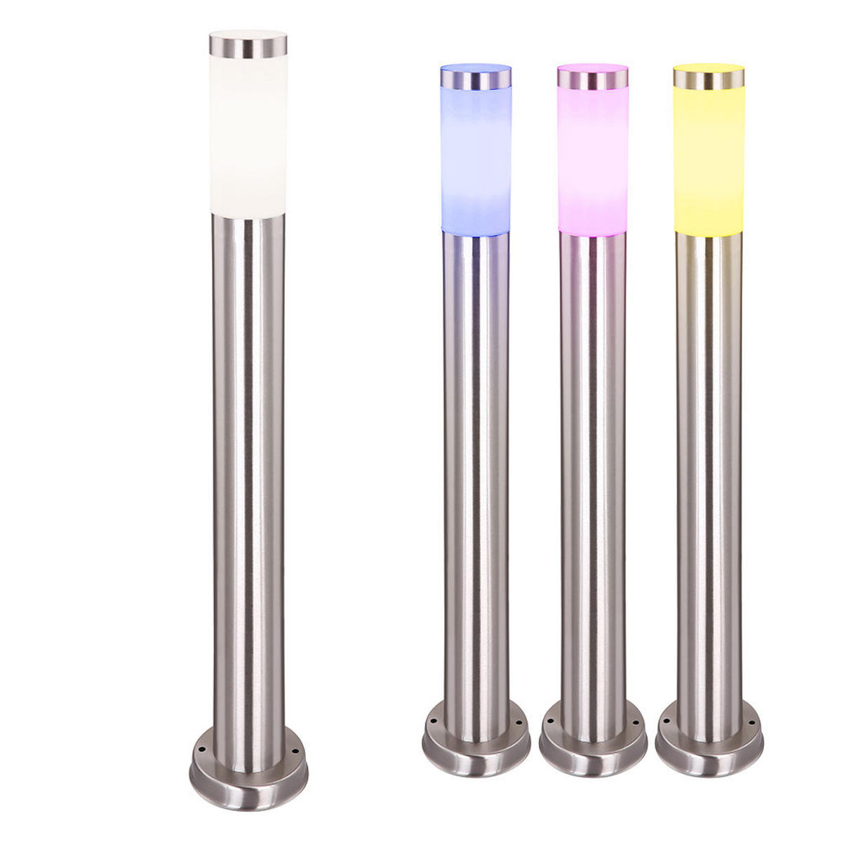 LED STEHLEUCHTE BOSTON Edelstahl Silber - Silberfarben, Metall (11/80/80cm) - Globo Lighting