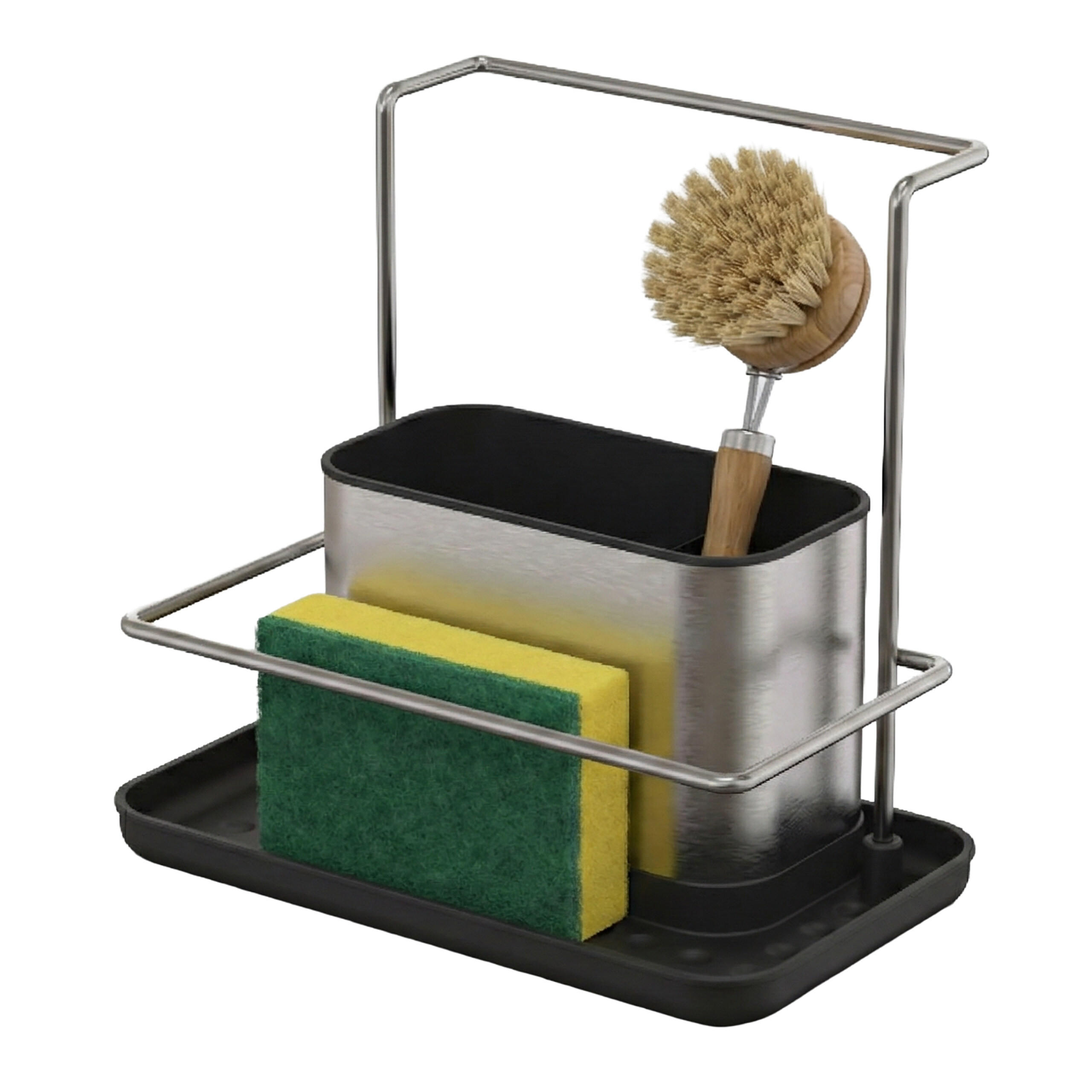 SPÜLBECKEN-ORGANIZER Set - Silberfarben, Kunststoff/Metall (21/19/12cm) - Relaxdays