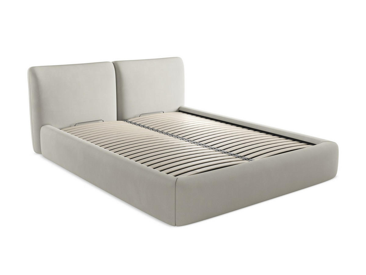 POLSTERBETT mit Bettkasten und Lattenrost 180x228 Beige - Beige/Schwarz, Kunststoff/Textil (160/200cm) - Makamii