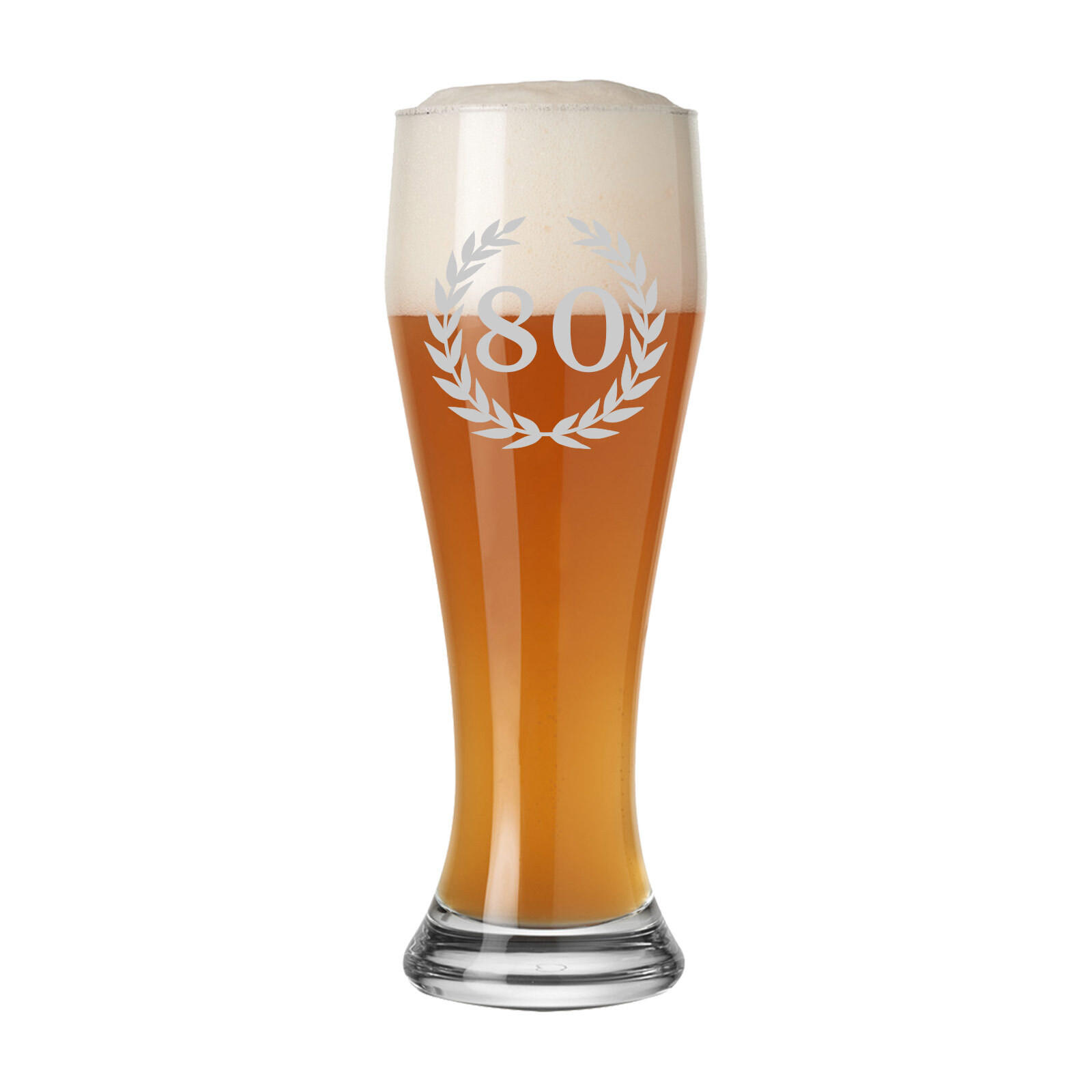WEIZENBIERGLAS MIT GRAVUR 80. Jubiläum transparent 0,5 l - Transparent, Glas (0.5L) - LUXENTU