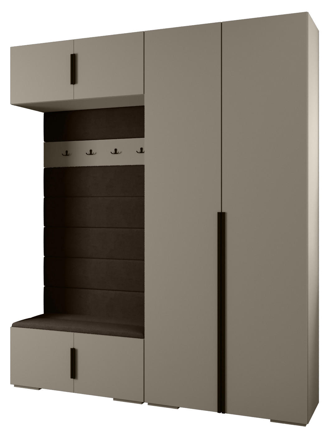 Abiks Möbel Garderoben-Set Kaschmir, Braun, Schwarz 200x236.7x47 cm