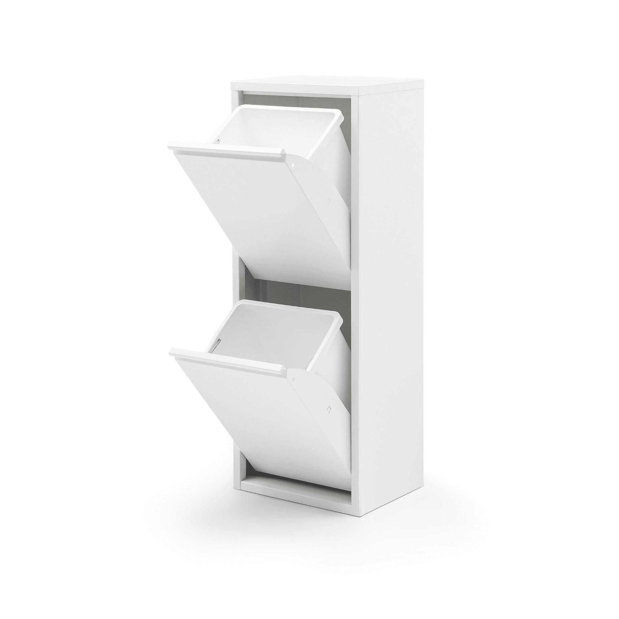 MÜLLEIMER 2 Fach Weiß Mülltrennsystem aus Metall - Weiß, Metall (33/92/25cm) - Gowoll