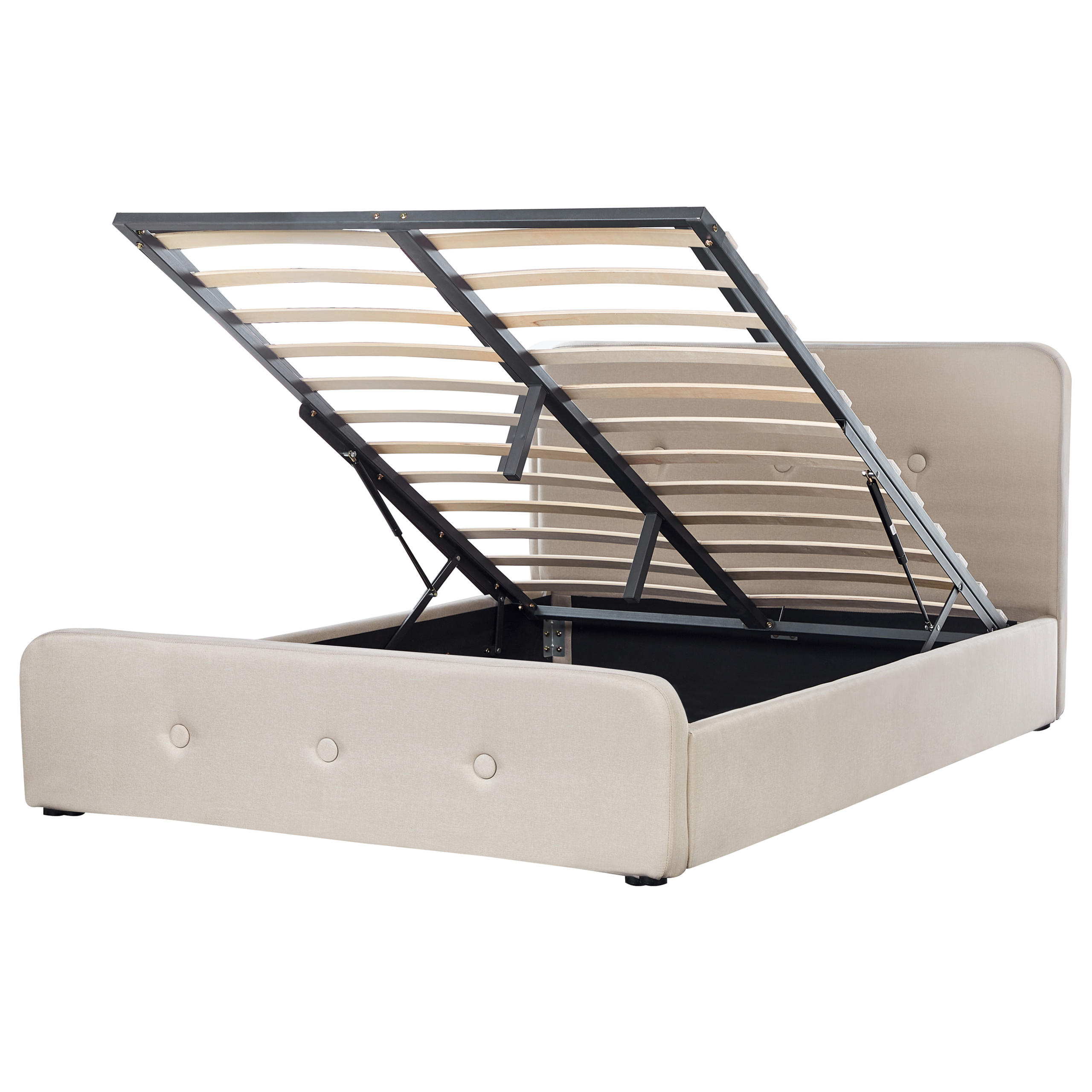 BETT mit Stauraum 160/200 cm Beige Rennes - Beige/Schwarz, Textil (160/200cm) - Beliani