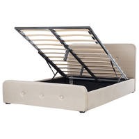 BETT mit Stauraum 160/200 cm Beige Rennes - Beige/Schwarz, Textil (160/200cm) - Beliani