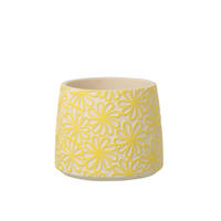 BLUMENTOPF RUND BLUMEN Gelb - Gelb, Stein (20/16.5cm) - J-Line