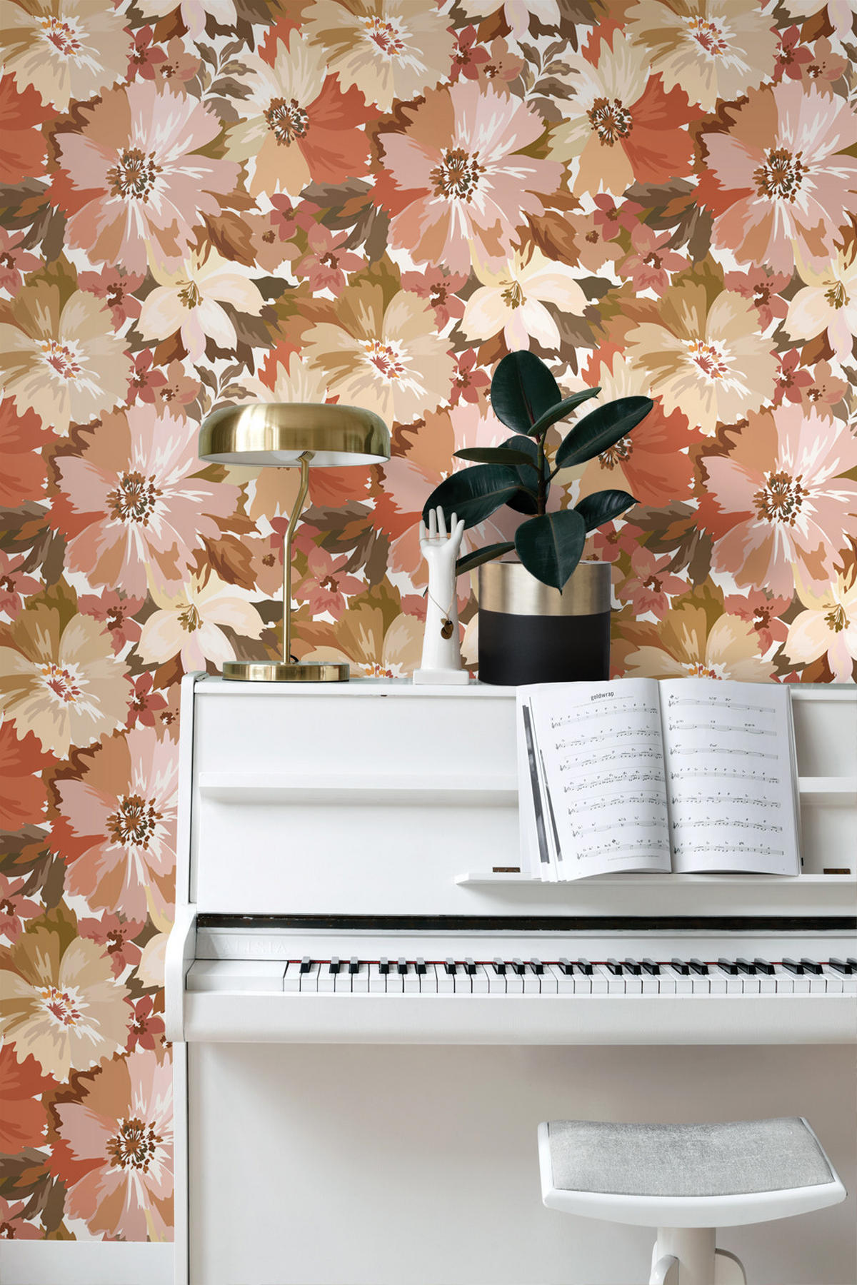 TAPETE Blumen 50 x 900 cm - Terracotta, Papier (50/900cm) - ESTAhome