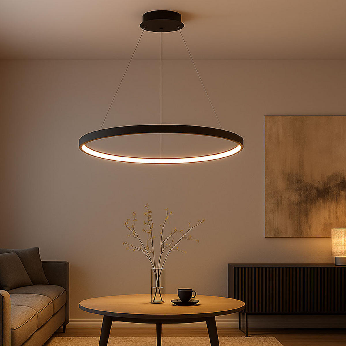 LED HÄNGELEUCHTE RALPH Schwarz - Schwarz, Metall (60/60/120cm) - Globo Lighting