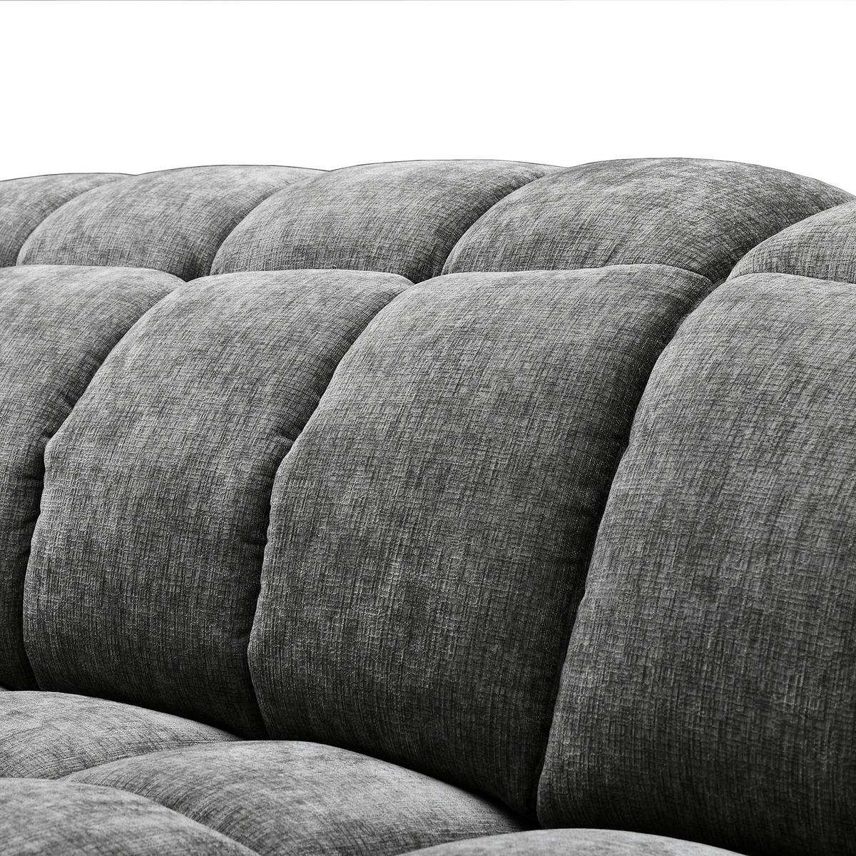 ECKSOFA mit Longchair - Grau - Chenille - Braun/Grau, Textil/Metall (266/178cm) - home24