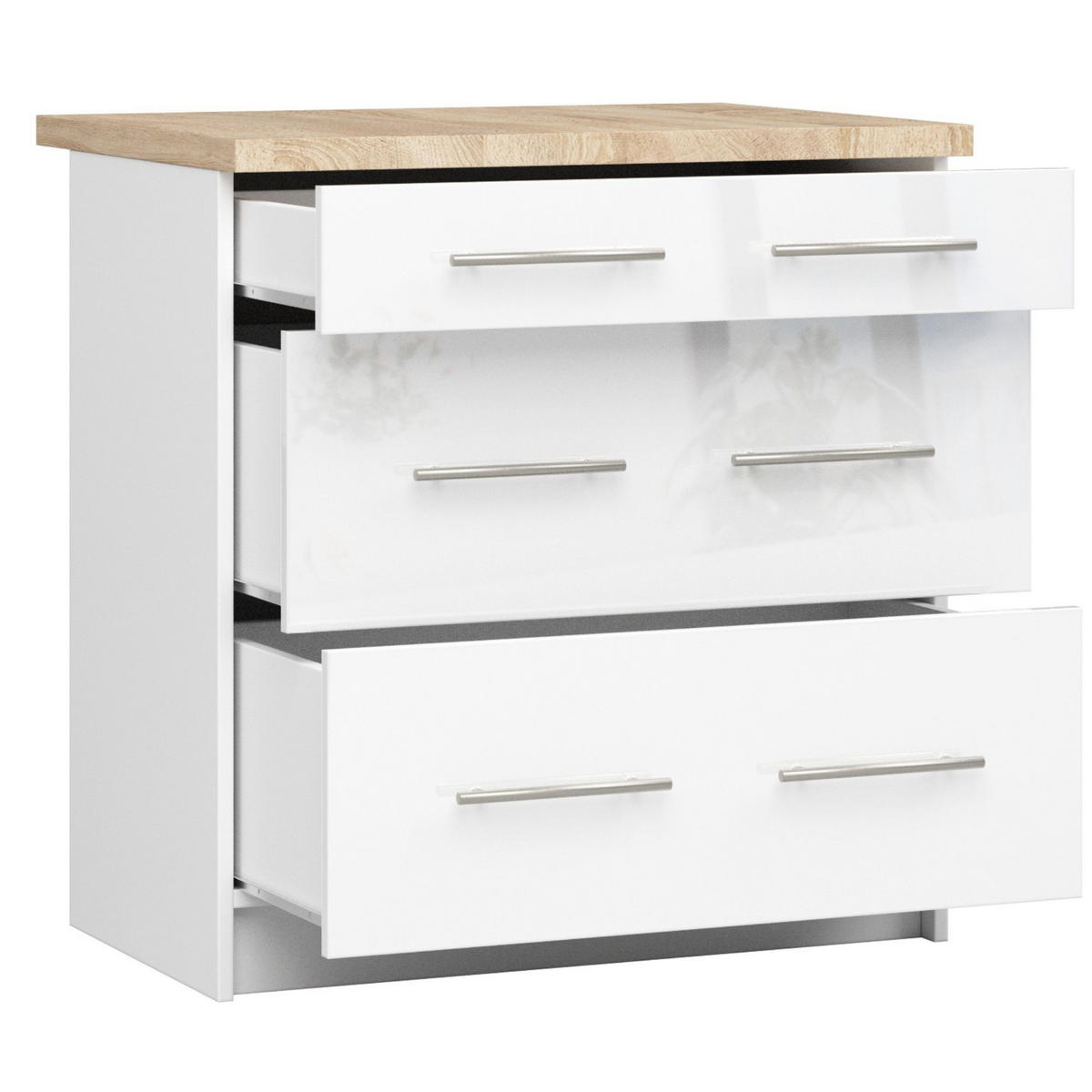 UNTERSCHRANK Weiß, Weiß Glanz 85/80/46 - Weiß Hochglanz/Weiß, Holzwerkstoff (80/85/46cm) - RAUMHIRSCH FURNITURE