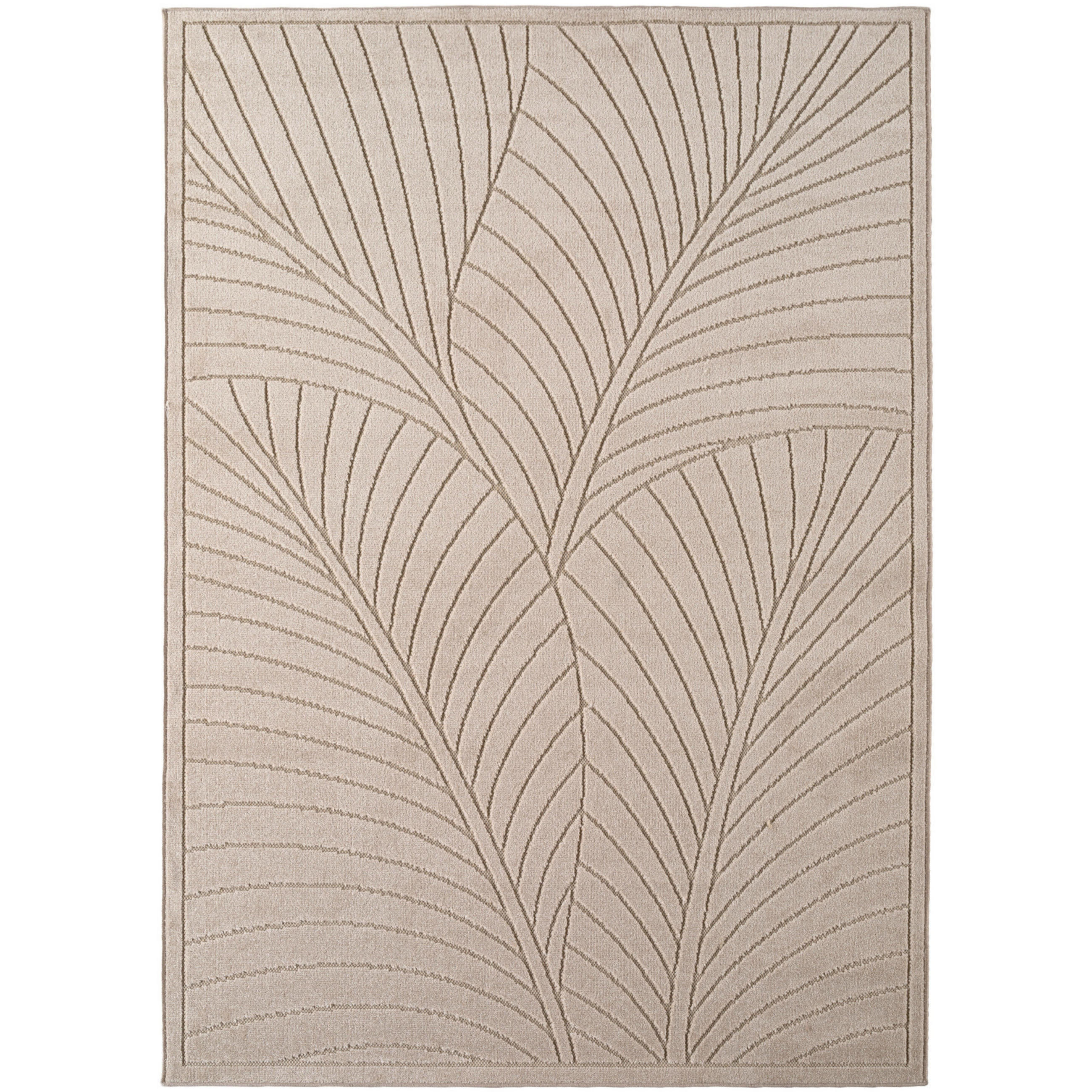 TEPPICH Outdoor, Fußbodenheizung-geeignet, mit Blattmotiv, ENGADIN in Beige, 120 x 170 cm - Beige, Textil (120/170cm) - KADIMA DESIGN