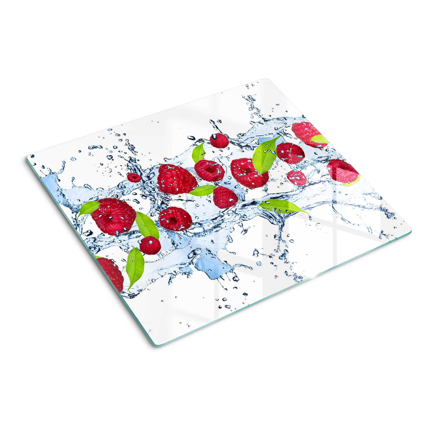 GLASPLATTE 60x52 cm Himbeeren und Wasser - Rot, Glas (60/0.4/52cm) - TULUP