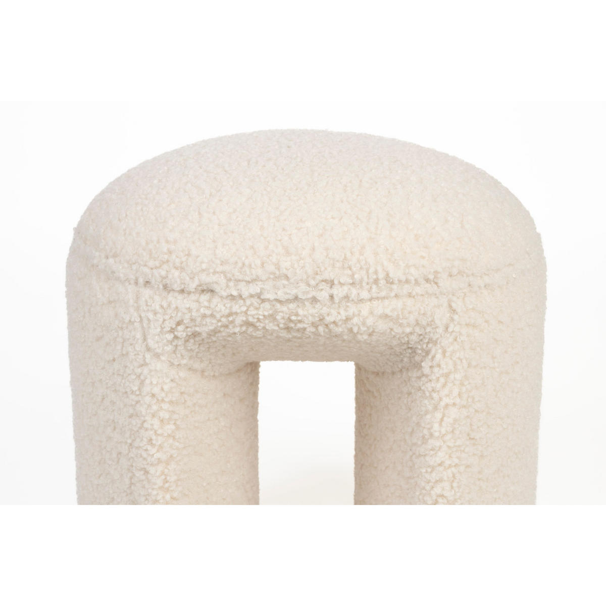 SITZHOCKER Noxx Pouf/ Bouclé Weiß - Weiß, Kunststoff (42/46/42cm) - Housecraft Living