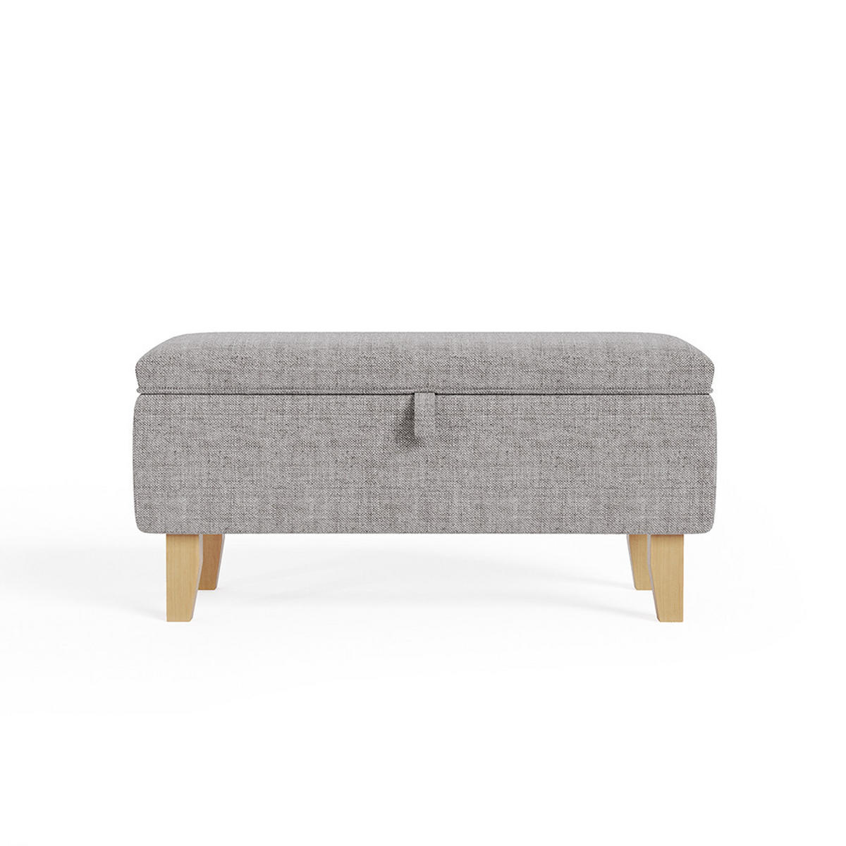 POLSTERHOCKER 71/37/34 cm Stauraum Holzbeine Leinen Hellgrau - Hellgrau, Holz/Textil (71/34/37cm) - Livingandhome