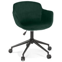 BÜROSTUHL Samt mit Rollen, 360° drehbar und höhenverstellbar PILANO, Grün 54x59x80 cm - Schwarz/Grün, Textil/Metall (59/80/54cm) - KADIMA DESIGN