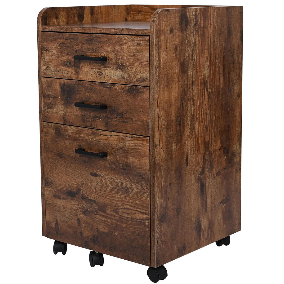 ROLLCONTAINER Holzoptik Dunkelbraun 3 Schubladen 42x40x72 cm - Dunkelbraun, Holzwerkstoff/Metall (42/72/40cm) - Begryf