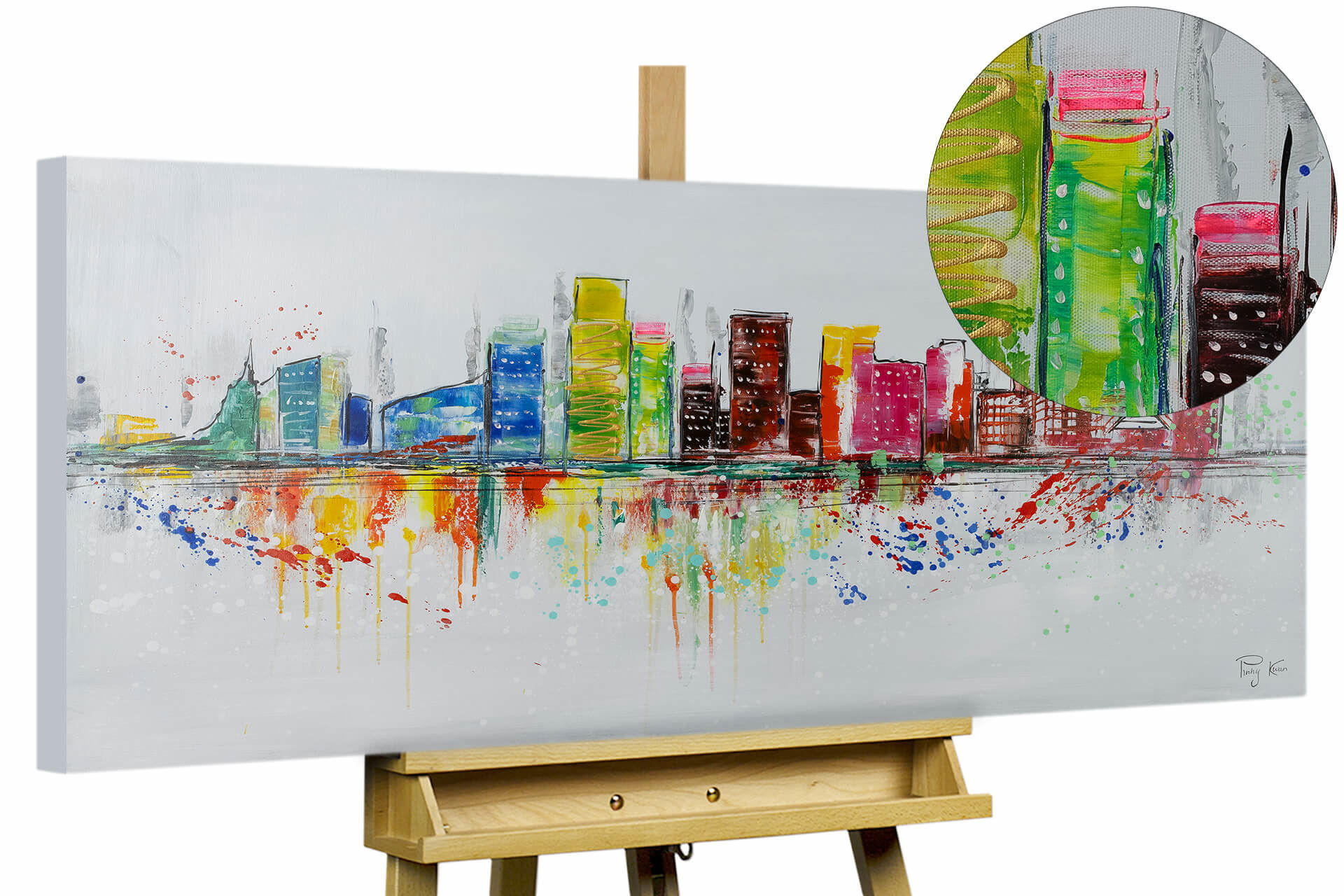ACRYLBILD HANDGEMALT 120/60 cm - Multicolor/Grau, Holz/Textil (1.7/60cm) - KUNSTLOFT