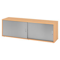 LOWBOARD mit Schiebetür 40/160/52 cm in Buchefarben/Silberfarben - Buchefarben/Silberfarben, Holzwerkstoff (160/52/40cm) - bümö